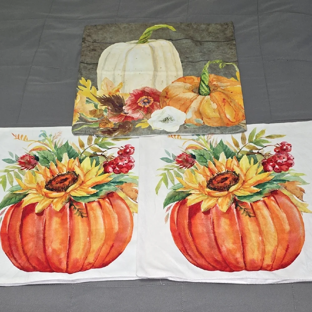 Autumn Pillow Covers Pumpkin Themed